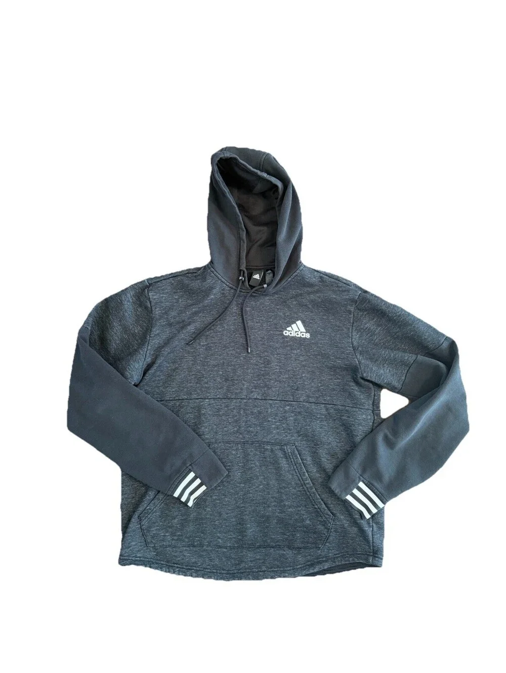 Adidas Essentials Fleece Hoodie - Dark Grey Heather - Men’s Size M
